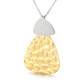 Collar con colgante de triángulo martillado geométrico minimalista en oro y plata - Colgante Martillado Triangular De Doble Capa Bicolor Oro Plata (KP29037-K)