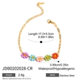 Waterproof 18K gold-plated stainless steel chain necklace with colorful bead flower charms - Multicolor Flower Bracelet (JDB0202028-CR)