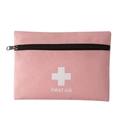Portable pink medical first aid bag with white cross logo and durable zipper closure - Large Flat Style / Pink
