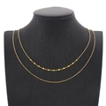 Collier double épaisseur en acier titane doré orné de perles de résine jaune néon - Jaune