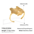 Golden stainless steel leaf open bangle with waterproof and hypoallergenic features - Ginkgo Leaf Style (YYBL023094)
