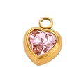 Macro shot of gold-plated heart pendant with pink gemstone and polished metal edges - AP40443D3A0-09-Pink Zirconia Heart