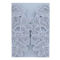 Laser cut hollow flower wedding invitation card in light blue pearlescent paper - Fog Blue