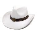 Détail d'un chapeau de cow-boy blanc en feutre avec boucle étoile en bronze sur bandeau - M(56-58cm) / Blanc