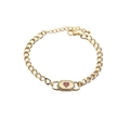 Verstellbares goldenes Herzarmband mit rosa Zirkon und mikrogefassten weißen Kristallen - Rosa Herz
