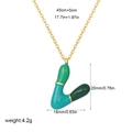 Letter L enamel capsule pendant necklace in green gradient with golden chain details - Letter V