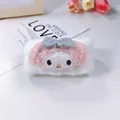Fascia per capelli in peluche bianca con design My Melody e fiocco grigio per il viso - Stile Coniglio Rosa Arricciato (42# Singolo) / Bianco