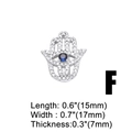 Macro shot showing dimensions of silver Hamsa charm with blue evil eye and zircon stones - Hamsa Hand