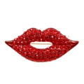 Close-up of red rhinestone-encrusted lip brooch on a clean white background - Red Lips