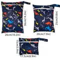 Waterproof baby wet bags in three sizes with shark prints and hanging strap buckles - BF109 Blue Shark