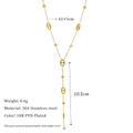 Size specifications of 18K gold plated stainless steel tassel necklace with dimensions - Gold