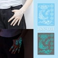 Glow in the dark mandala and flower temporary tattoo sticker in white and cyan - JSN-034 (Luminous Flower Geometric)