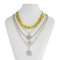 Set di 4 collane bohémien con pietre e ciondoli a forma di sole e stella d'argento - Collana in Ghiaia di Stelle del Sole in Quattro Pezzi