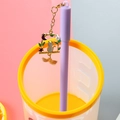 Cute purple gel pen featuring a gold cat pendant with enamel moon and pearl charms - Swing Cat - Purple