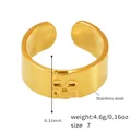 Minimalist stainless steel open skull ring in golden finish, size 7, width 0.8cm - Skull Relief Style (Y035) / Gold