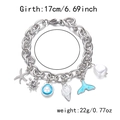 Marine charm bracelet with starfish and shell pendants showing 17cm circumference details - Bracelet / Silver