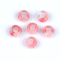 Translucent pink natural agate rondelle beads with red inclusions for DIY jewelry - Watermelon Red (Synthetic) / 5x10mm