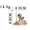Sparkling snowman brooch with crystals and gold plating, size 4.8CM x 4.5CM - C1651-5-Snowman with Broom