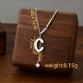 Silver titanium steel tassel necklace with letter C pendant and size specifications - Letter C / Silver