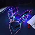Set di 3 cerchietti con orecchie di coniglio in peluche luminoso in rosa, blu e nero con LED - Orecchie da Coniglio Standard a 10 LED (Colori Misti)