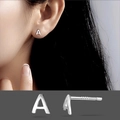 Minimalist S925 sterling silver letter A stud earring with a polished metallic finish - Letter A/Pair