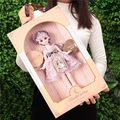 Ball-jointed fashion doll with purple hair in a pink floral lace dress gift box set - 41cm Box Vintage 30cm Doll