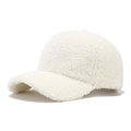 Gorra de béisbol de lana de cordero blanca con tela de forro polar cálida para mujer - Talla única / Blanco Roto