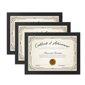 Tres marcos negro mate apilados con plantillas clásicas para certificados - Negro Horizontal / Tamaño A4