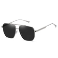 Occhiali da sole aviator in metallo argento con lenti polarizzate grigio scuro e doppio ponte - Montatura Argento Lente Nera C3