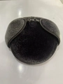 Winter thermal earflap hat in black with thick gray faux fur lining and top buckle strap - S(54-56cm) / Black With Black Fur