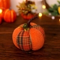 Citrouille décorative en tissu à carreaux et velours côtelé orange pour Thanksgiving - Citrouille en velours côtelé patchwork orange