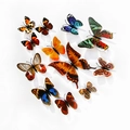 Set of 13 colorful waterproof 3D PVC butterfly wall stickers on white background - Lifelike Series - Magnet Style