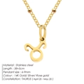Gold stainless steel Taurus constellation symbol pendant necklace with bead chain - Taurus / Gold