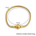 3mm gold stainless steel snake chain bracelet with shell clasp detail in 19cm length - Gold Shell Clasp