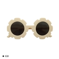 Fashionable flower shaped kids sunglasses in beige matte frame with dark lenses - Kids / C22 Cream White Frame Grey Lens