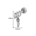 Silver copper cartilage stud with marquise-cut zircon drop pendant and screw back - 4# Silver - Marquise Dangle