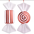 Red and white candy Christmas ornaments with glitter and stripes for holiday tree decor - 40CM Combo Set