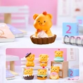 Flocculent Nini Bear blind box in yellow dessert style sitting on a macaron tower - Full Set / q0001-1 Little Bear