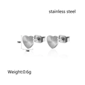 Geometric silver heart stud earrings in stainless steel with sunburst texture detail - Heart / Silver