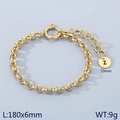 18k gold plated stainless steel rolo chain bracelet featuring a round letter Z charm - Gold - Letter Z (KB186389-Z)
