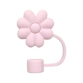 Pink peach blossom silicone straw cover cap for 10mm tumblers on a white background - Daisy Sand Pink