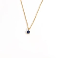 Elegant 18K gold plated stainless steel necklace with round blue gemstone pendant for women - September-Blue