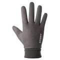 Dark gray suede winter cycling gloves with ribbed cuffs and white SPORT text detail - One Size / Gray