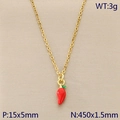 Collana a catena dorata con ciondolo peperoncino rosso da 450 mm e peso di 3g - Piccolo Peperoncino Rosso (KN292083-Z)