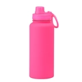 Neon pink stainless steel water bottle with matte finish and portable handle - Fluo Rose Red - Sport