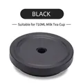 Matte black replacement lid for 710ml bubble tea cup with straw hole and sealing gasket - Fits 710ML Cups / Ink Black