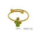 14K vergulde gedraaide ring met groene zirkoon, gewicht 1,2g en verstelbare band - Groene Bloemcluster Twist Stijl (YTR2405134-1)