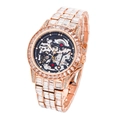 Luxury rose gold skeleton automatic watch fully encrusted with shimmering square diamonds - Rose Gold