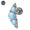 Solid G23 titanium labret stud with blue opal stones in a curved cluster design - G23 Titanium 1.2*6mm