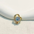 Gold heart pendant with large round zircon and micro-pave crystals for DIY jewelry - Side Accent Heart